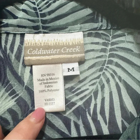 Coldwater Creek Tropical Leaf Flowing Sheer Tunic Duster medium - Picture 8 of 8